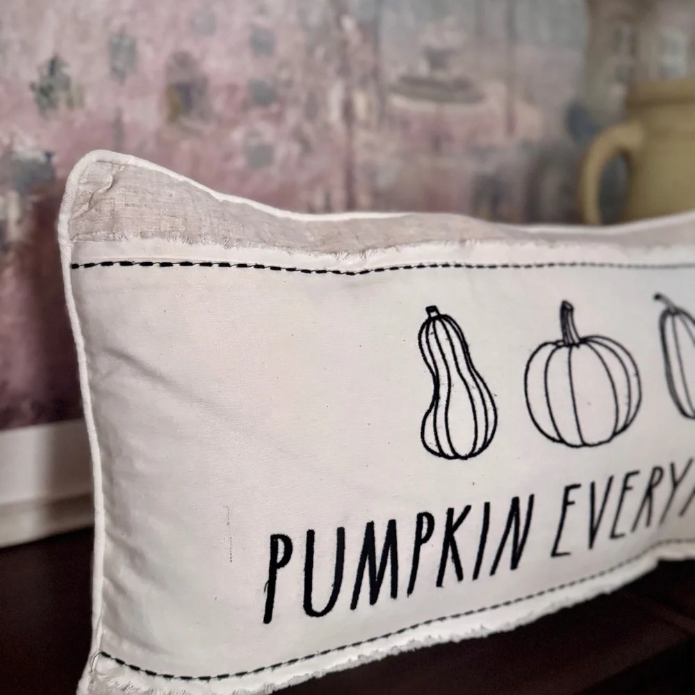 Rae Dunn Pumpkin Everything Large Pillow 14”in x 24”in